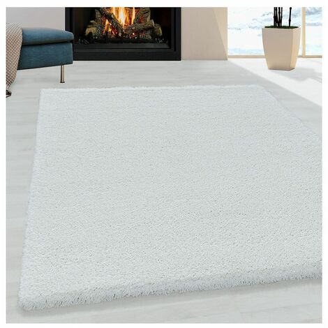 Tapis shaggy moelleux uni rectangle Cloudy Blanc 280x370