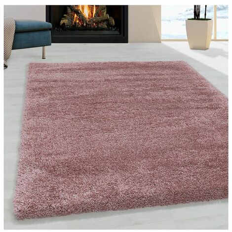 Tapis shaggy moelleux uni rectangle Cloudy Rose 160x230