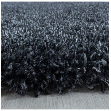 Tapis shaggy moelleux uni rond Matheo Anthracite Ø 80