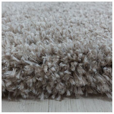 Tapis shaggy moelleux uni rond Matheo Beige Ø 120