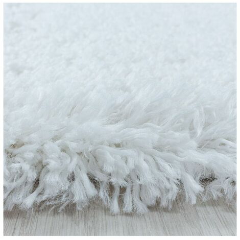 Tapis shaggy moelleux uni rond Matheo Blanc Ø 160