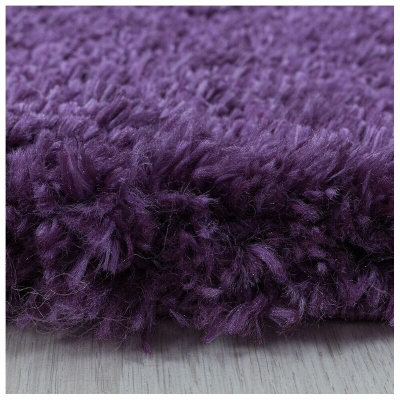 Tapis shaggy moelleux uni rond Matheo Violet ø 80