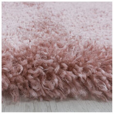 Tapis shaggy moelleux uni rond Matheo Rose Ø 80