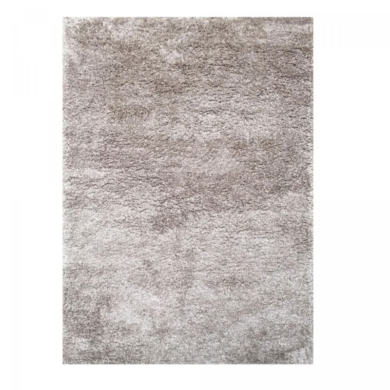 Tapis longs poils shaggy 80x140 gris fait main rectangle motif uni luxe
