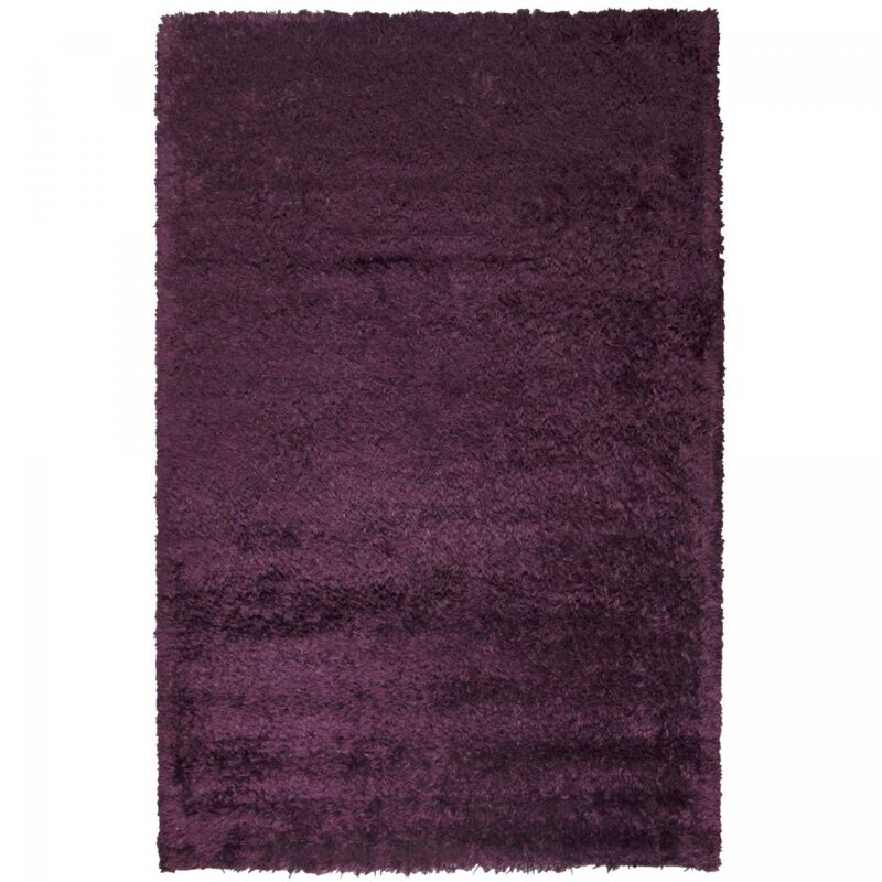 Unamourdetapis - Tapis shaggy 60x110 violet fait main rectangle motif uni malaidory
