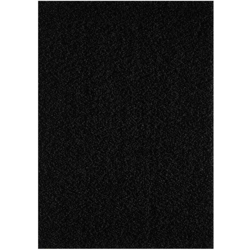 Sanat Hali - Tapis shaggy 80x150 noir tissé rectangle motif uni sg loca