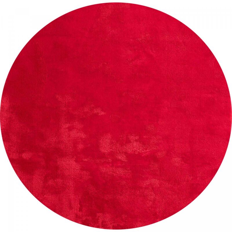 Tapis lavable 30°C Ø200cm Rouge, tapis shaggy uni à longs poils