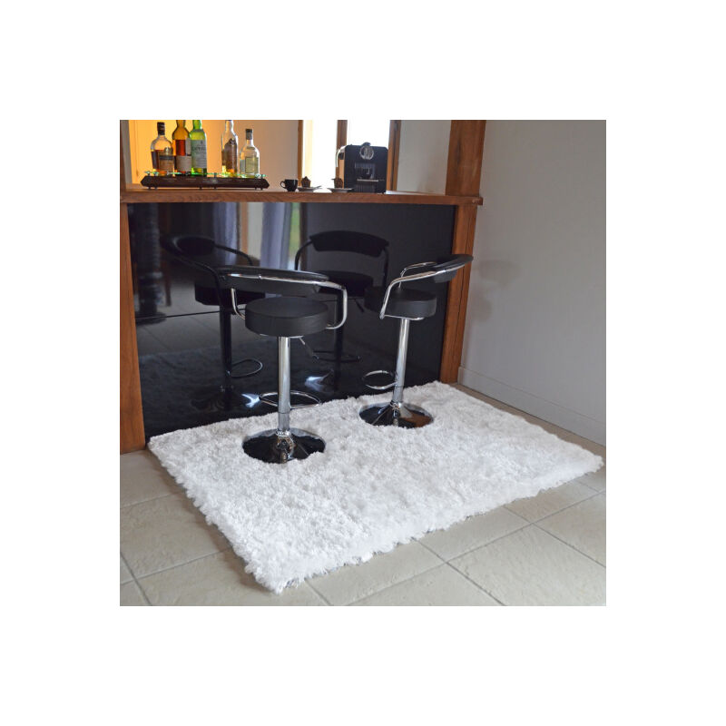 Décoweb - Tapis Shaggy Pop poils longs - Blanc Neige - 120 x 170 cm