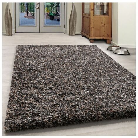 Tapis shaggy rectangle bicolore moderne Benno Taupe 80x150