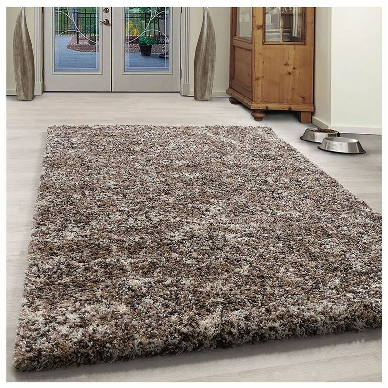 Tapis shaggy rectangle bicolore moderne Benno Beige 60x110