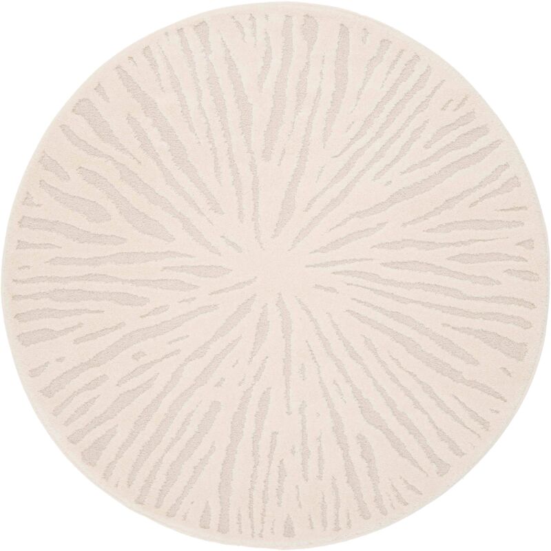 Oviala - Tapis rond à poils ras motif shaggy écru 160 cm
