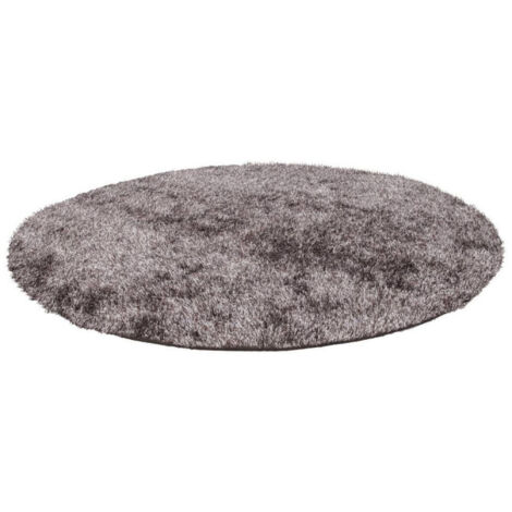 Tapis Shaggy Rond Fait Main "Diamond" Champagne 120 cm