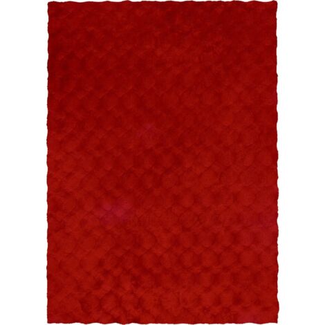 Tapis shaggy rouge doux et résistant haute densité - 120 x 120 cm