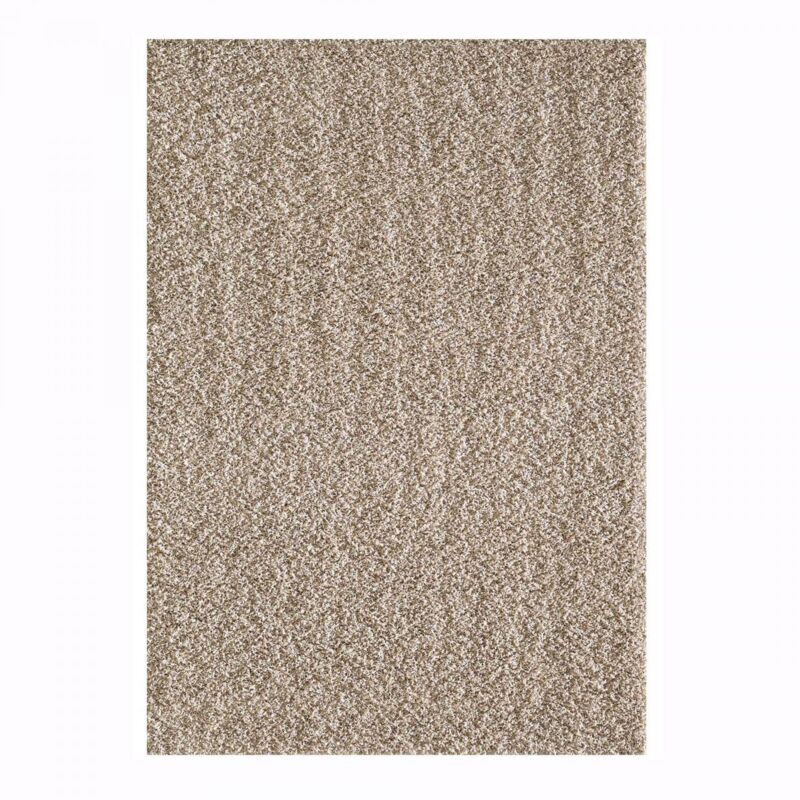 Tapis longs poils shaggy 80x150 beige tissé rectangle motif uni SIMPLE