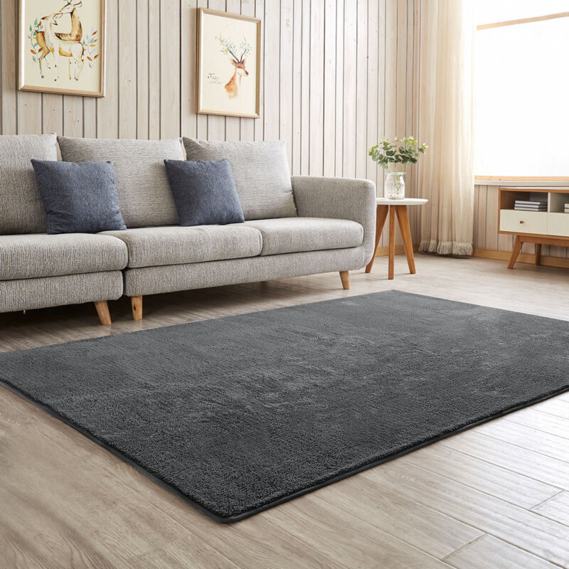 Tapis Shaggy, Tapis de salon Lavable Pile Courte et Douce,120x160 cm Dessous antidérapant, Super Doux Noir