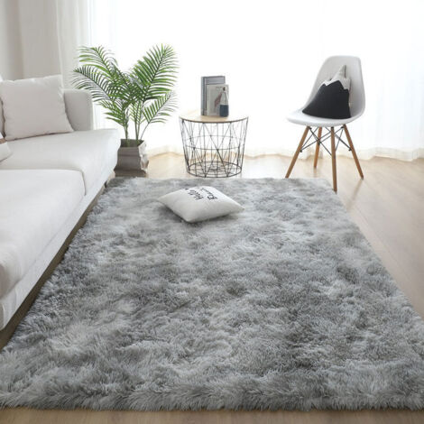 Tapis shaggy　Chambre Shaggy Tapis Pour Salon Tapis De Sol Grand pour Couloir Soft Tapis à Poils Longs Moelleux Tapis Antidérapant Intérieur Moelleux Pour Salon Chambre Enfants(Gris blanc, 80 x 160 cm)