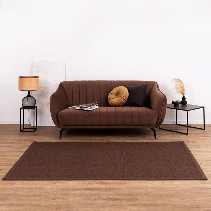 Tapis Sisal Amazonas Marron foncé Avec bordure 120 x 180 cm