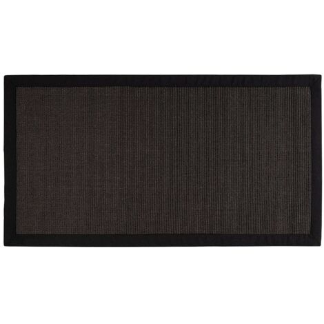 Tapis sisal en Fibres Naturelles avec Bordure en Coton  Revêtement de Sol en Fibres Naturelles 100% Sisal  Noir, 200 x 290 cm