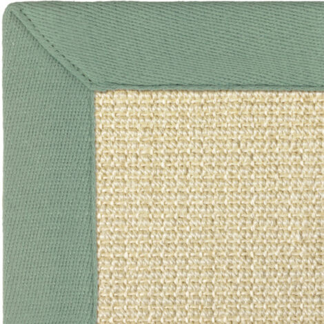 Tapis Sisal grosses boucles - Cuba blanchi - Ganse lin vert sauge - 140 x 200 cm