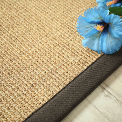 Tapis Sisal grosses boucles - Cuba orge - Ganse chocolat - 80 x 150 cm