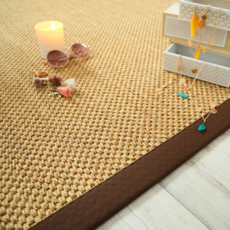 Tapis sisal - Kidara chaume - Ganse marron - 80 x 150 cm