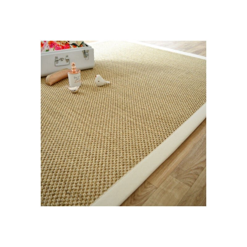 Tapis sisal - Kidara naturel - Ganse écru - 140 x 200 cm