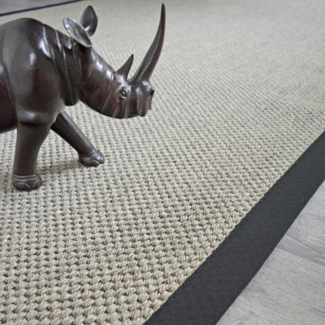 Tapis sisal - Kidara nuage - Ganse coton noire - 140 x 200 cm