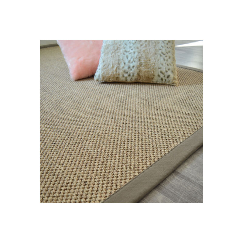 Décoweb - Tapis sisal - Kidara orge - Ganse taupe - 80 x 150 cm