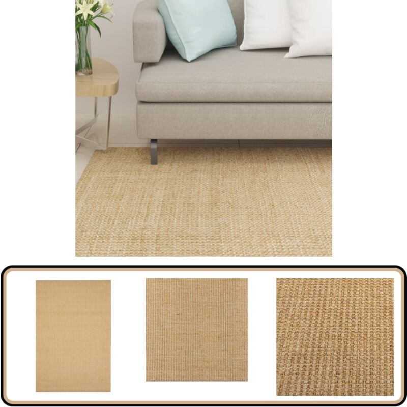 Tapis Sisal naturel 100x150 cm - Tapis Sisal - Tapis Naturel - Décoration Intérieure - Tapis Salon - Tapis Chambre