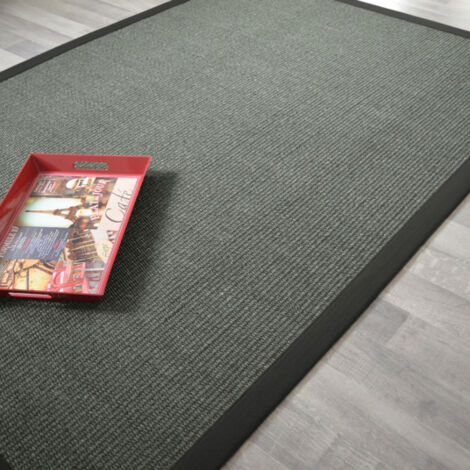 Tapis Sisal Quintana anthracite - Ganse coton noire - 140 x 200 cm