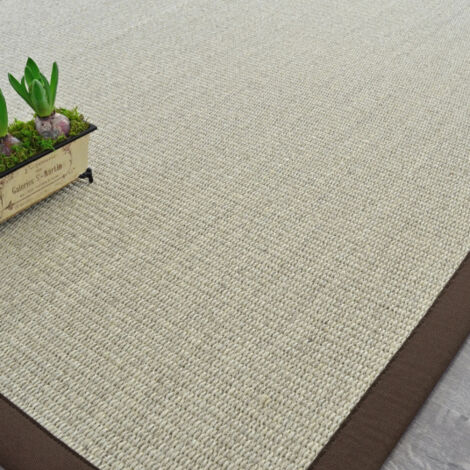 Tapis Sisal Quintana blanchi - Ganse polypropylène chocolat - 160 x 230 cm