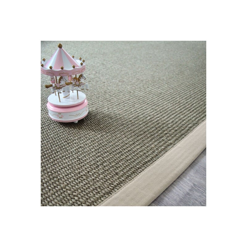 Décoweb - Tapis Sisal Quintana grège - Ganse coton grège - 140 x 200 cm