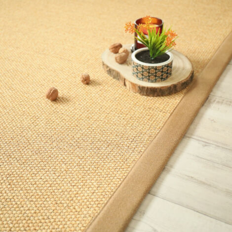 Tapis Sisal - Tulum miel - Ganse lin Camel - 80 x 150 cm