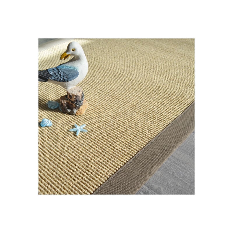 Décoweb - Tapis sisal Yucatan sable - Ganse taupe - 160 x 230 cm