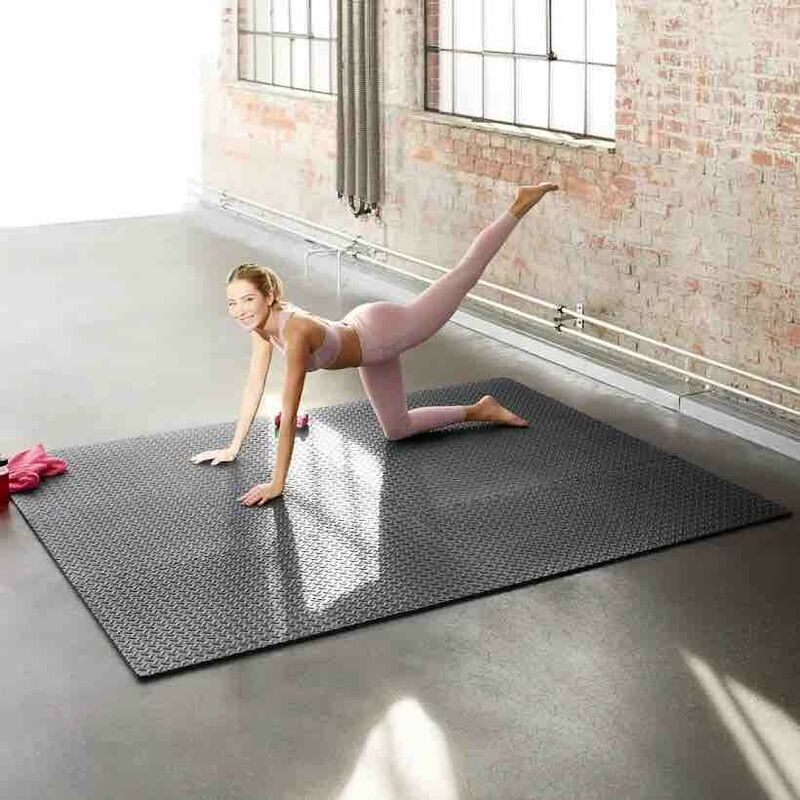 Le Poisson Qui Jardine - Tapis Sport & Jeu en Mousse Noire - 8 Pièces 62 x 62 cm + bord de finition