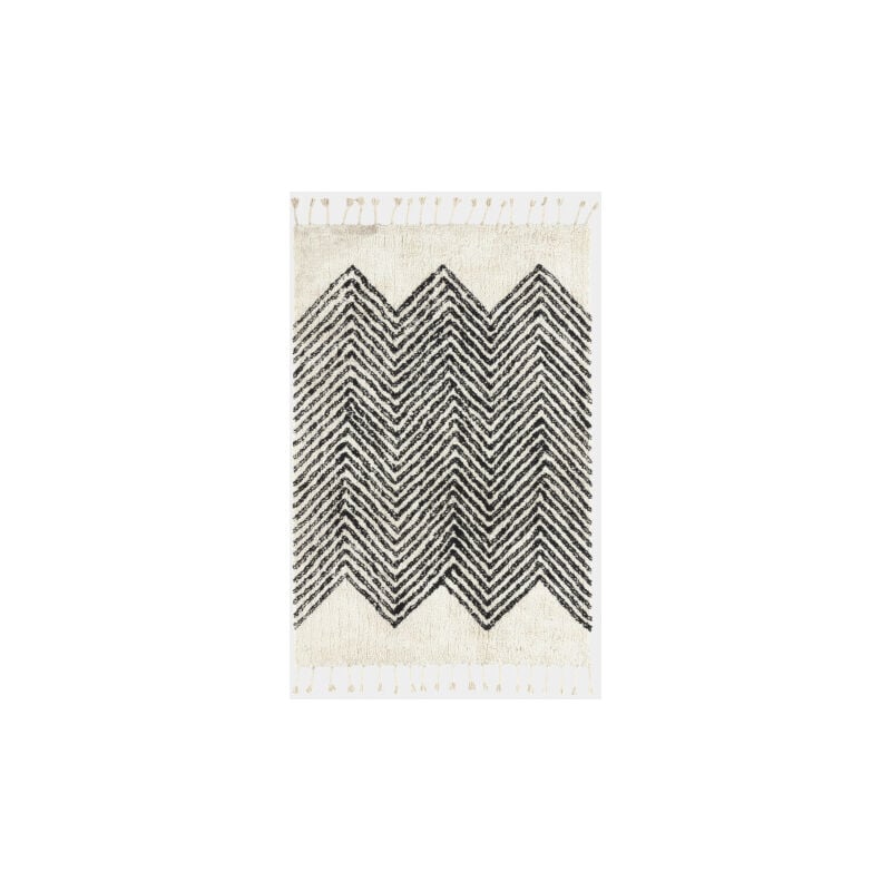 Décoweb - Tapis style Berbère avec franges - Arrow - Blanc cassé - 80 x 150 cm