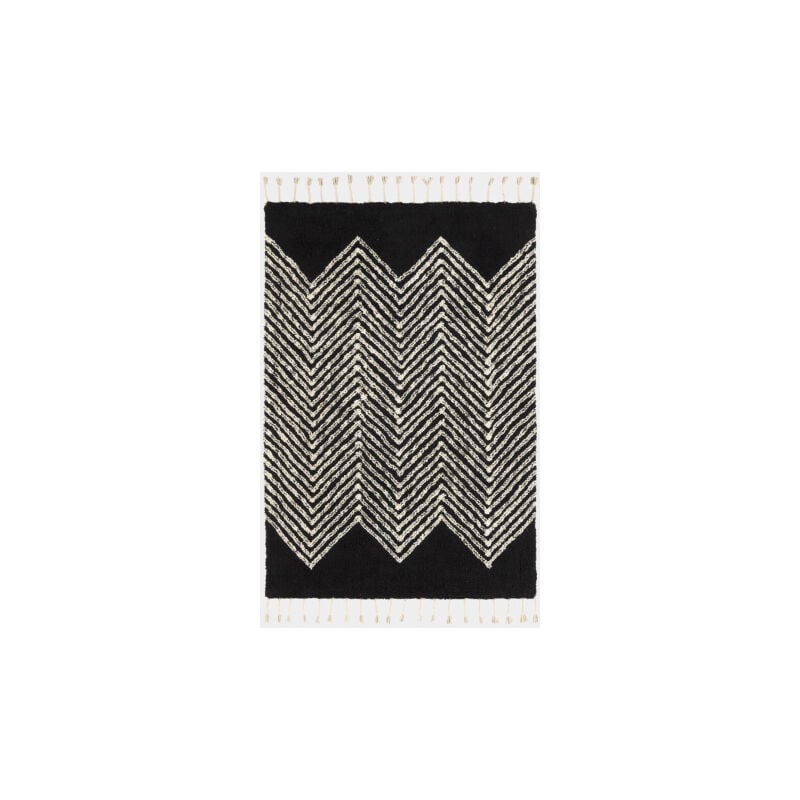 Décoweb - Tapis style Berbère avec franges - Arrow - Noir - 120 x 160 cm