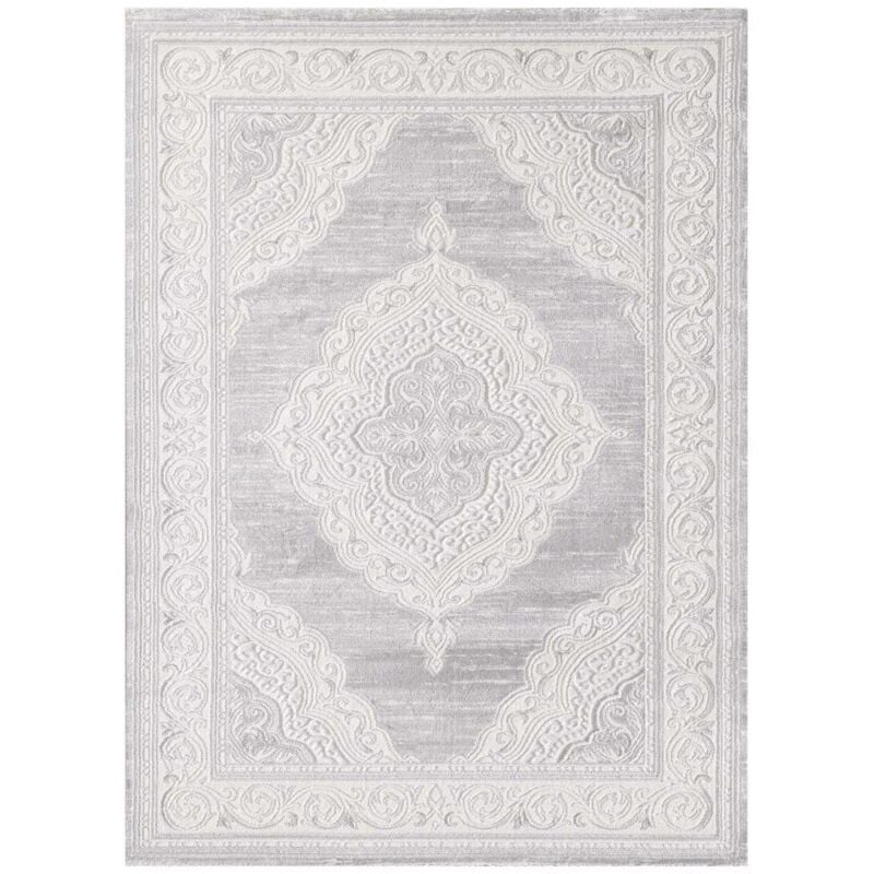Tapis oriental 160x220 gris clair rectangle motif ancestral FALAN