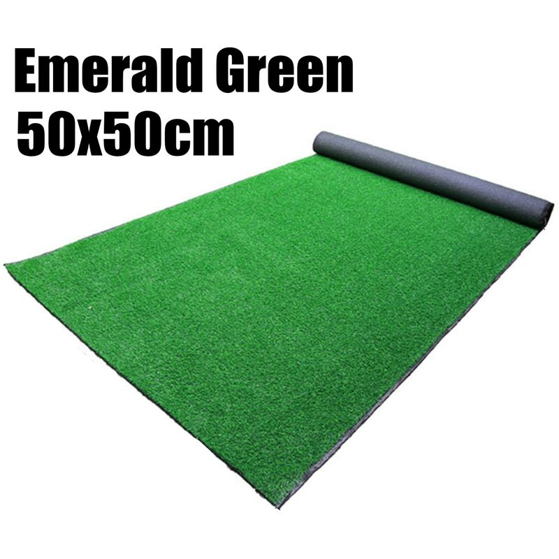 Tapis synthétique réaliste d'herbe de gazon artificiel de 15 mm vert émeraude 50cmx50cm