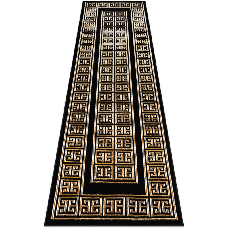 Tapis, tapis de couloir allure 1968 Clé grecque, cadre - Structurel, élégant, glamour noir / L'or black 70x200 cm