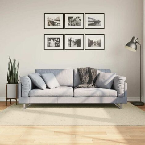 Tapis-Tapis de salon-Tapis Chambre HUARTE à poils courts doux et lavable crème 140x200 cm 440752