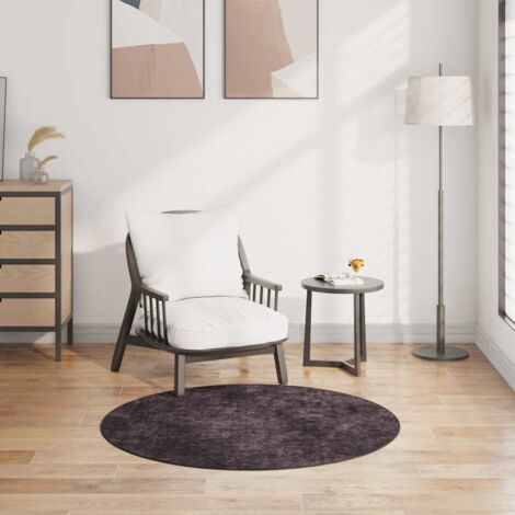 Tapis-Tapis de salon-Tapis Chambre lavable antidérapant φ120 cm anthracite 349752
