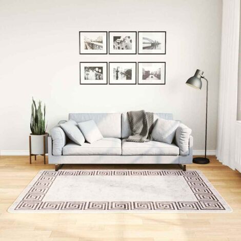 Tapis-Tapis de salon-Tapis Chambre lavable antidérapant 120x180 cm beige clair 334034