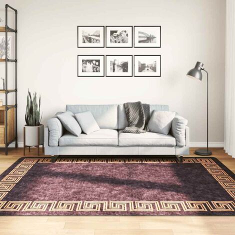 Tapis-Tapis de salon-Tapis Chambre lavable antidérapant 160x230 cm noir et doré 204018