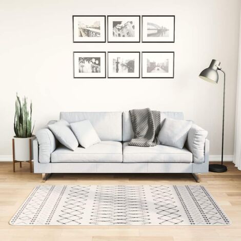Tapis-Tapis de salon-Tapis Chambre lavable antidérapant 80x150 cm Noir et blanc 206763