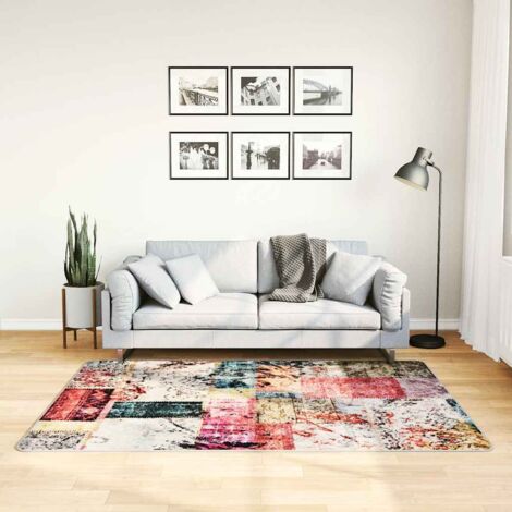 Tapis-Tapis de salon-Tapis Chambre lavable antidérapant Patchwork 120x180 cm multicolore 674319