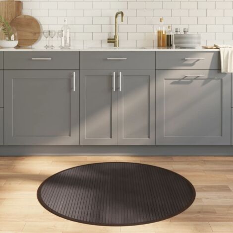 Tapis-Tapis de salon-Tapis Chambre rond marron foncé 100 cm bambou 439699