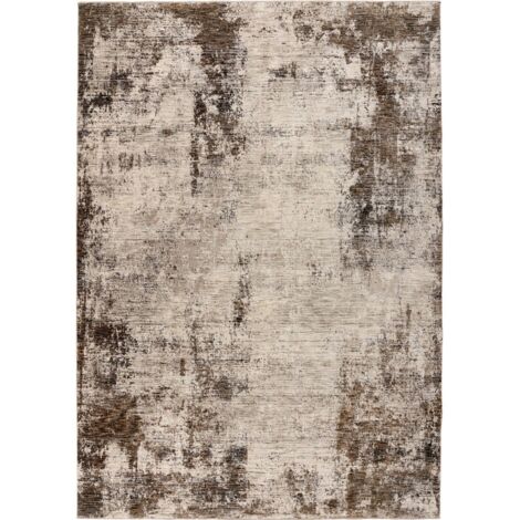 Tapis taupe effet 3d relief chic et doux - 150 x 80 cm