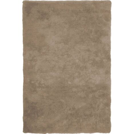 Tapis taupe micro polyester ultra doux style moderne - taupe beige chaud uni