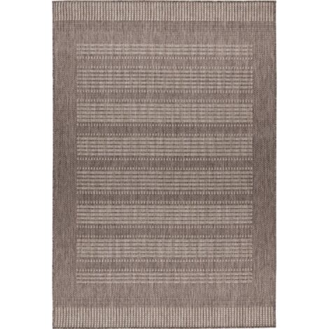 Tapis taupe plat antitache intérieur extérieur - 230 x 160 cm